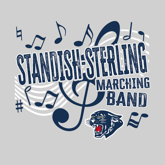 Standish-Sterling Panthers - Marching Band - School Name with Treble Clef &amp; Music Notes
