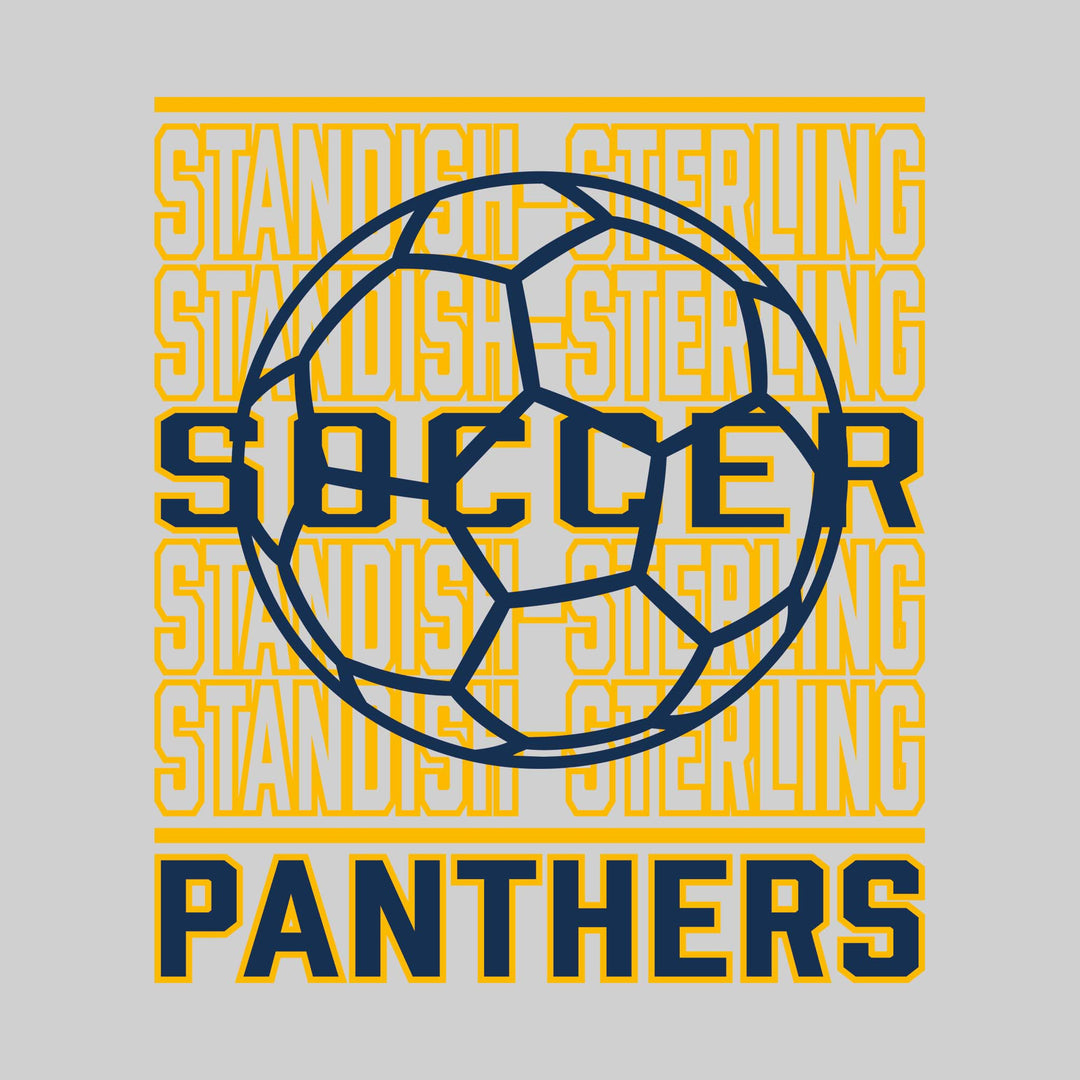 Standish-Sterling Panthers - Soccer - Repeated School Name with Soccer Ball Outline