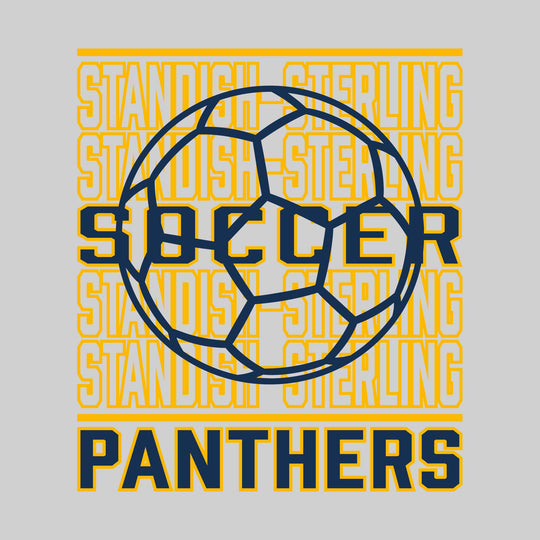 Standish-Sterling Panthers - Soccer - Repeated School Name with Soccer Ball Outline