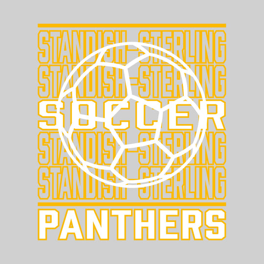 Standish-Sterling Panthers - Soccer - Repeated School Name with Soccer Ball Outline
