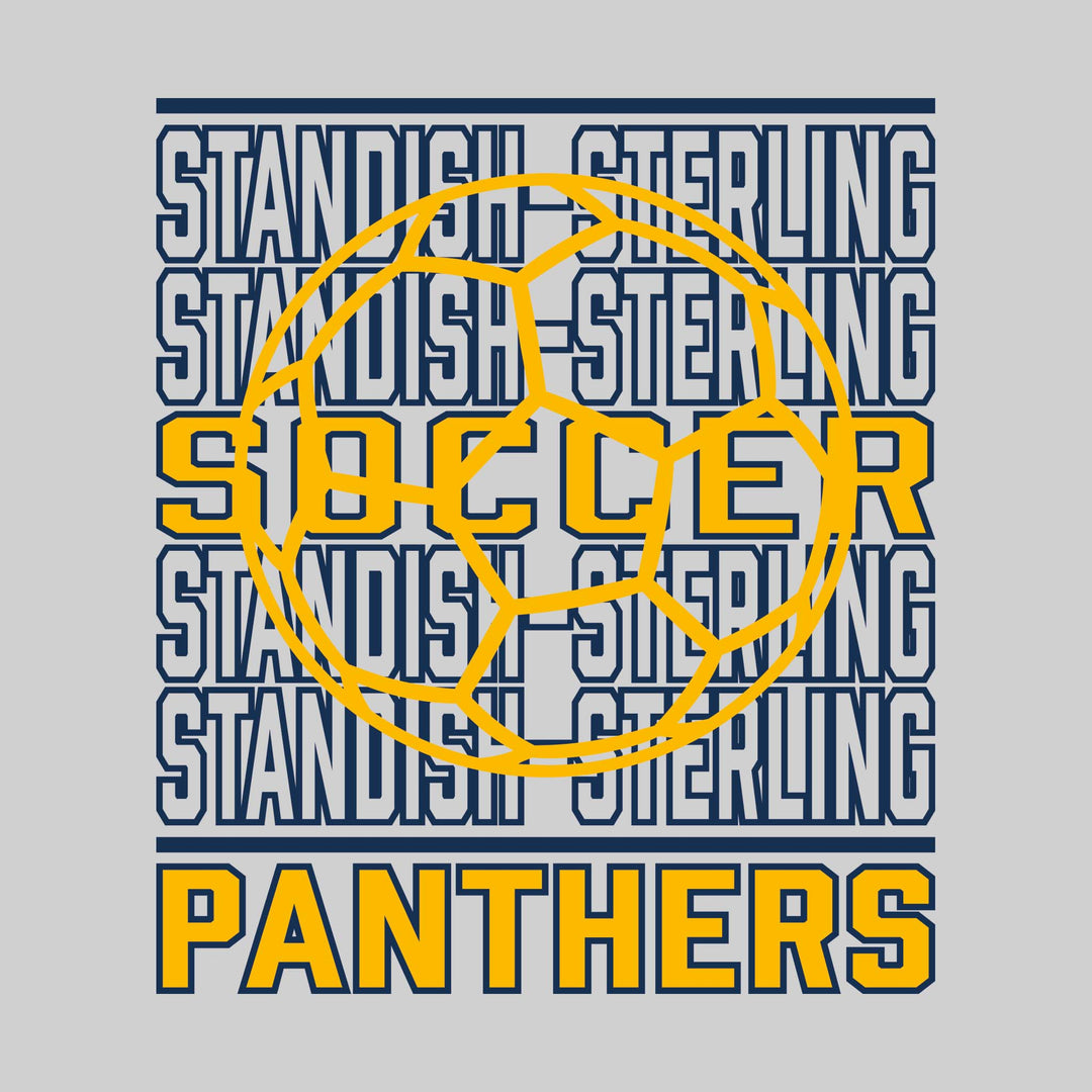 Standish-Sterling Panthers - Soccer - Repeated School Name with Soccer Ball Outline
