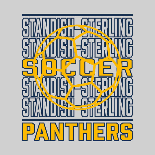 Standish-Sterling Panthers - Soccer - Repeated School Name with Soccer Ball Outline