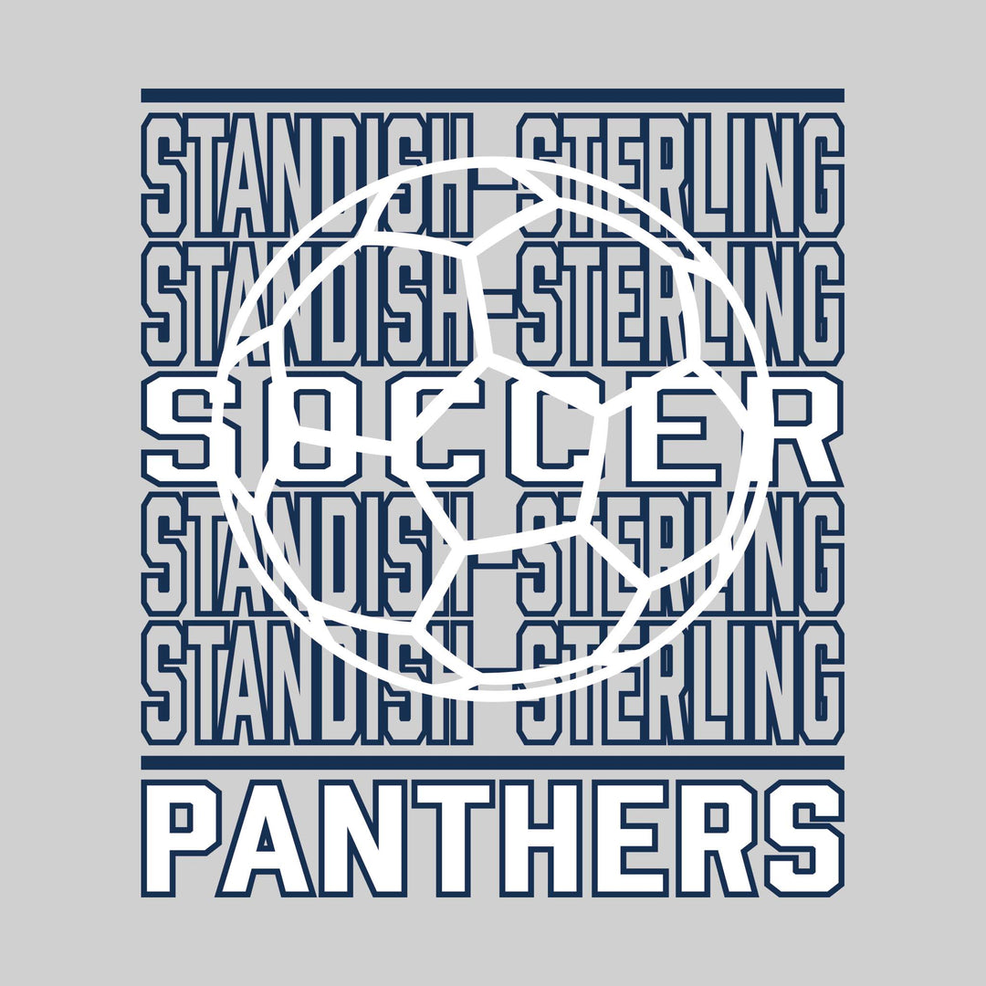 Standish-Sterling Panthers - Soccer - Repeated School Name with Soccer Ball Outline