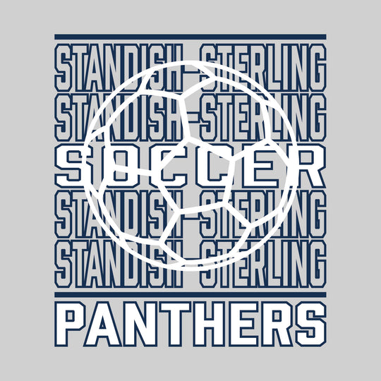 Standish-Sterling Panthers - Soccer - Repeated School Name with Soccer Ball Outline