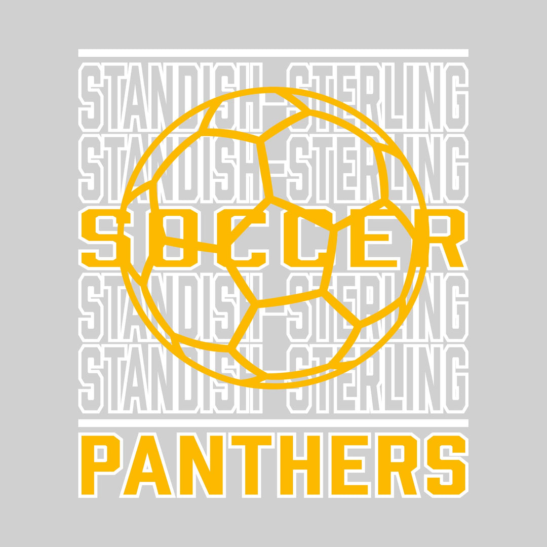 Standish-Sterling Panthers - Soccer - Repeated School Name with Soccer Ball Outline