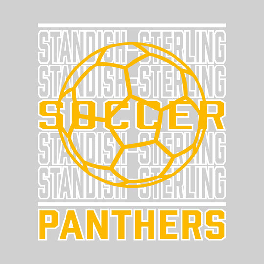 Standish-Sterling Panthers - Soccer - Repeated School Name with Soccer Ball Outline
