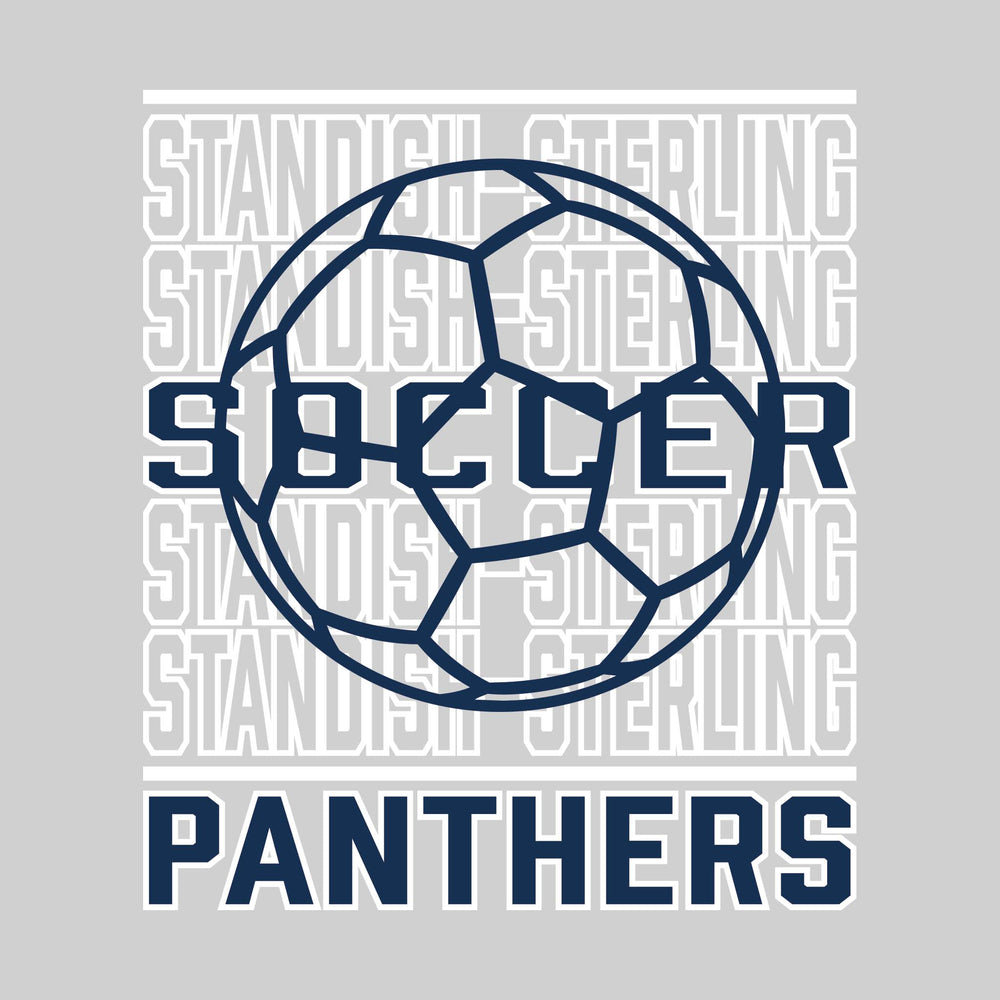 Standish-Sterling Panthers - Soccer - Repeated School Name with Soccer Ball Outline