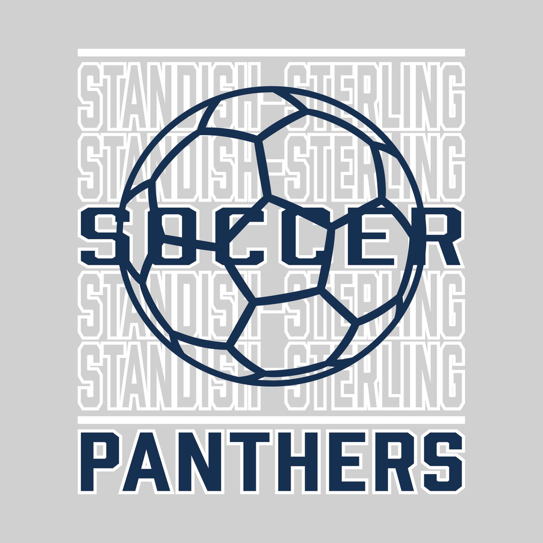 Standish-Sterling Panthers - Soccer - Repeated School Name with Soccer Ball Outline