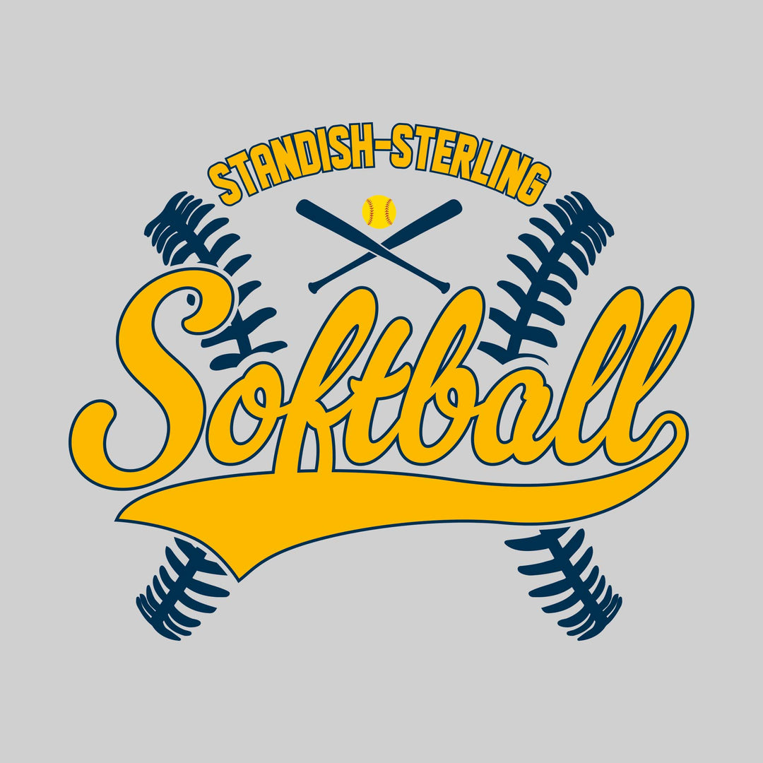 Standish-Sterling Panthers - Softball - Cursive Softball with Stitches &amp; Crossed Bats
