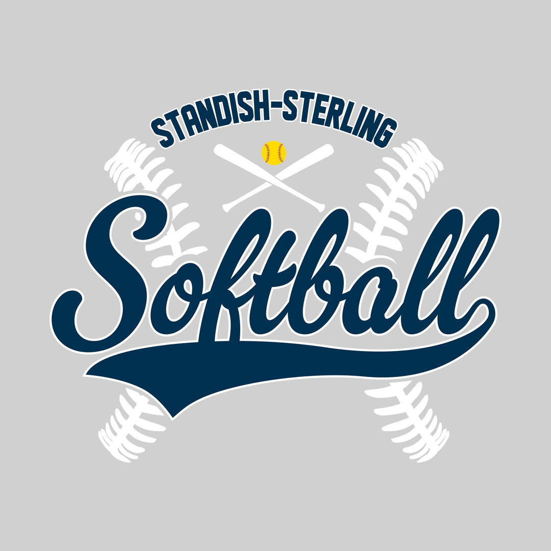 Standish-Sterling Panthers - Softball - Cursive Softball with Stitches &amp; Crossed Bats