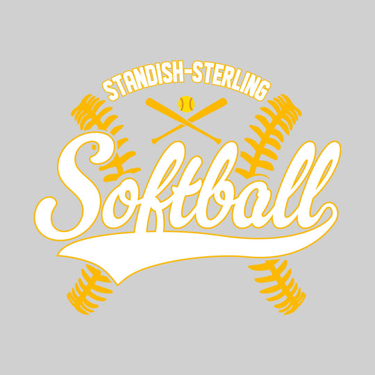 Standish-Sterling Panthers - Softball - Cursive Softball with Stitches &amp; Crossed Bats