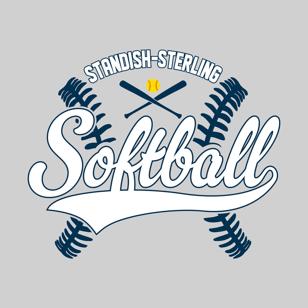 Standish-Sterling Panthers - Softball - Cursive Softball with Stitches &amp; Crossed Bats