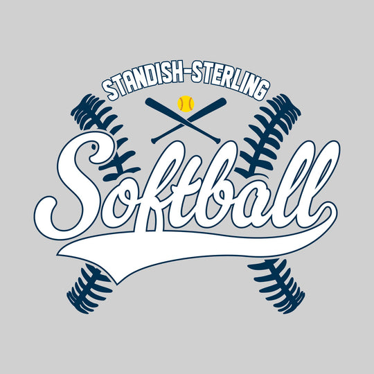 Standish-Sterling Panthers - Softball - Cursive Softball with Stitches &amp; Crossed Bats