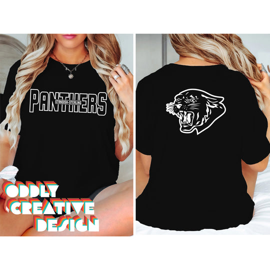 Standish-Sterling Panthers - Spirit Wear - Black & White - Mascot Name with Back Mascot