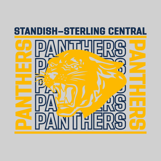 Standish-Sterling Panthers - Spirit Wear - Bracketed Repeating Outlined Panthers with Mascot