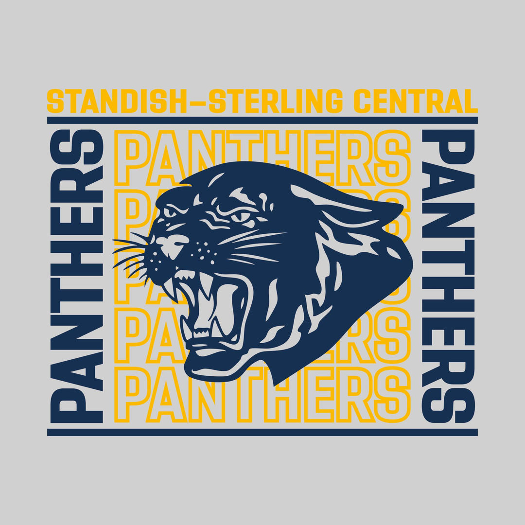 Standish-Sterling Panthers - Spirit Wear - Bracketed Repeating Outlined Panthers with Mascot