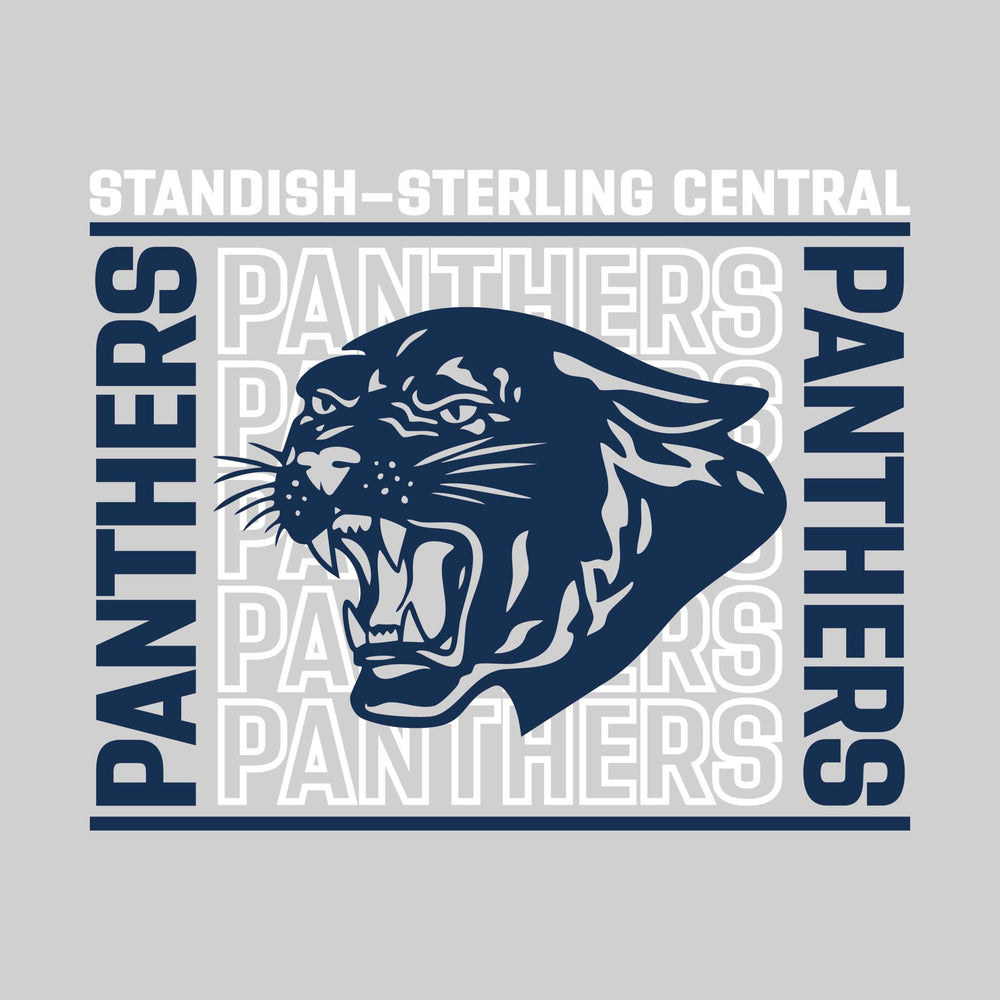 Standish-Sterling Panthers - Spirit Wear - Bracketed Repeating Outlined Panthers with Mascot