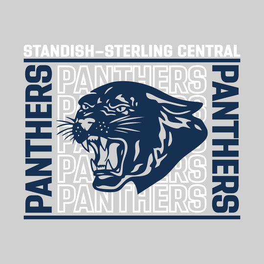 Standish-Sterling Panthers - Spirit Wear - Bracketed Repeating Outlined Panthers with Mascot