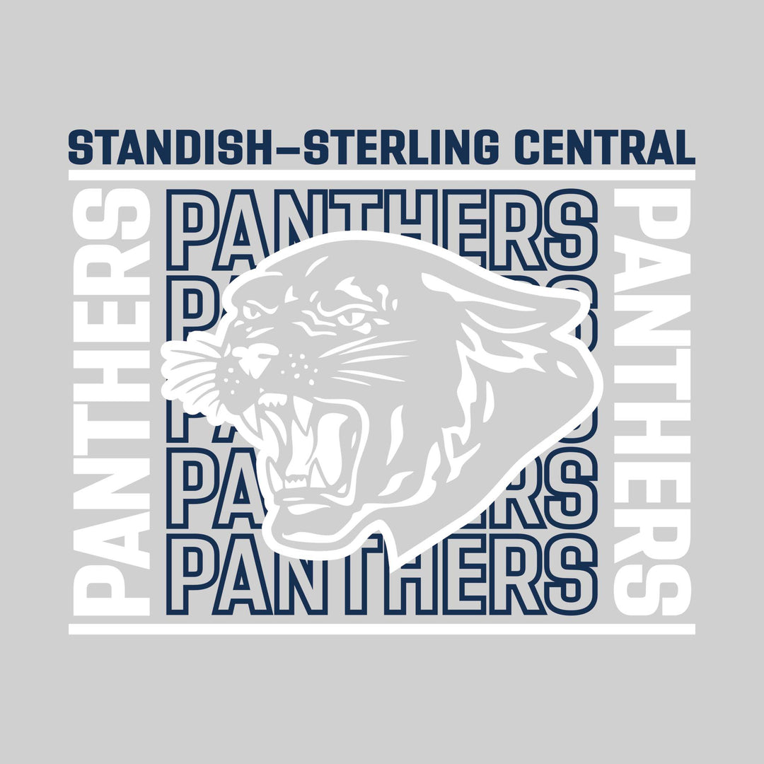 Standish-Sterling Panthers - Spirit Wear - Bracketed Repeating Outlined Panthers with Mascot