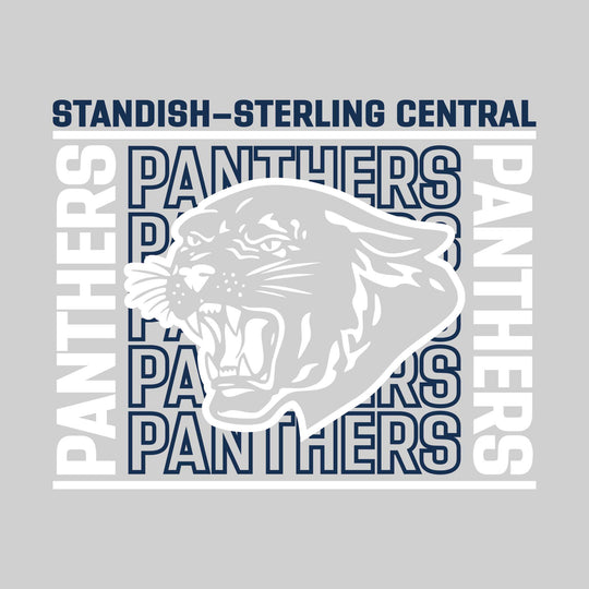Standish-Sterling Panthers - Spirit Wear - Bracketed Repeating Outlined Panthers with Mascot