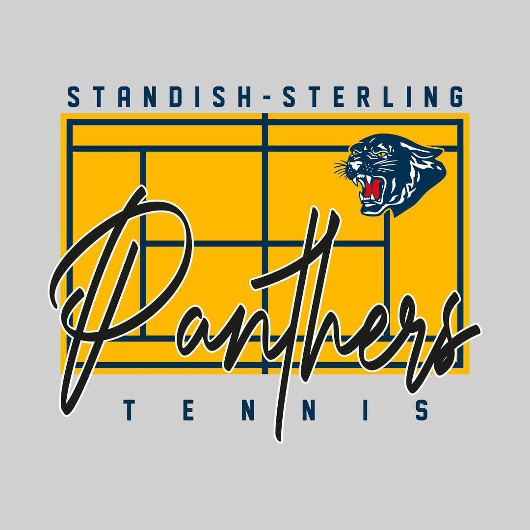 Standish-Sterling Panthers - Tennis - Tennis Court with School Name and Mascot