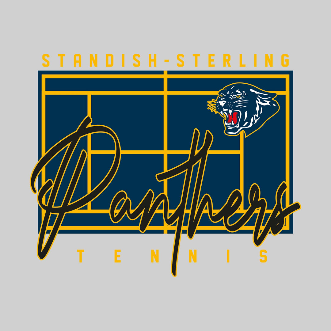 Standish-Sterling Panthers - Tennis - Tennis Court with School Name and Mascot