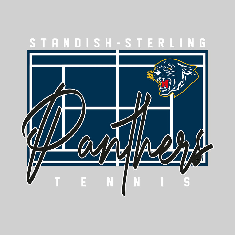 Standish-Sterling Panthers - Tennis - Tennis Court with School Name and Mascot