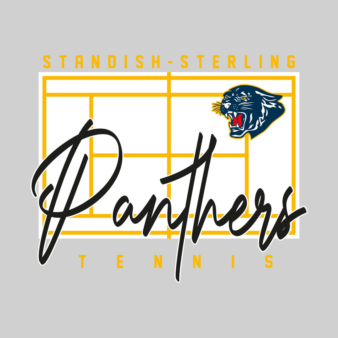 Standish-Sterling Panthers - Tennis - Tennis Court with School Name and Mascot