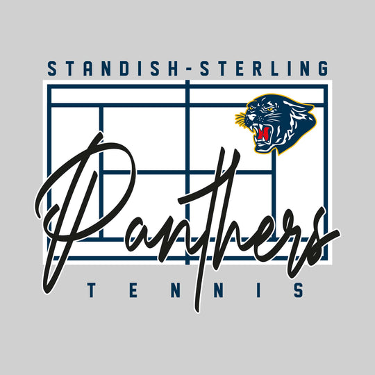 Standish-Sterling Panthers - Tennis - Tennis Court with School Name and Mascot