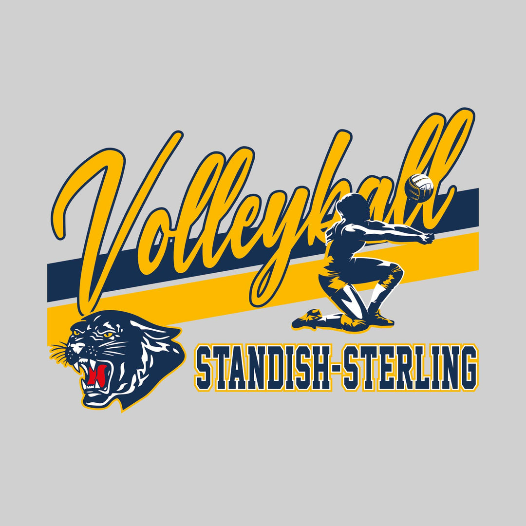 Standish-Sterling Panthers - Volleyball - Angled Double Stripes with Player and Mascot