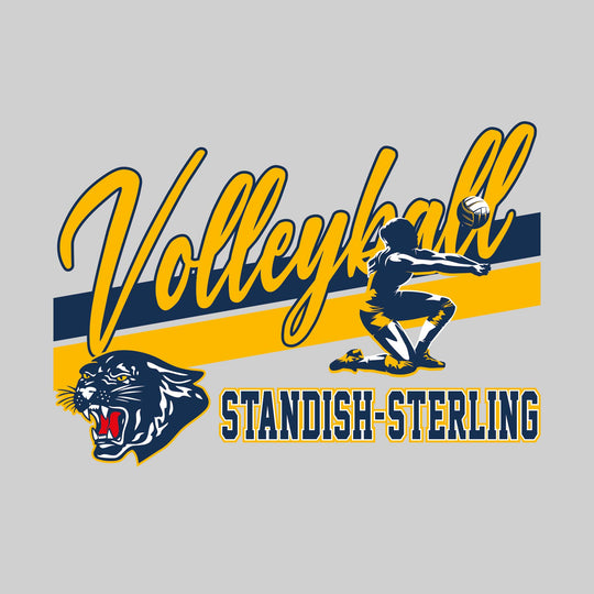 Standish-Sterling Panthers - Volleyball - Angled Double Stripes with Player and Mascot