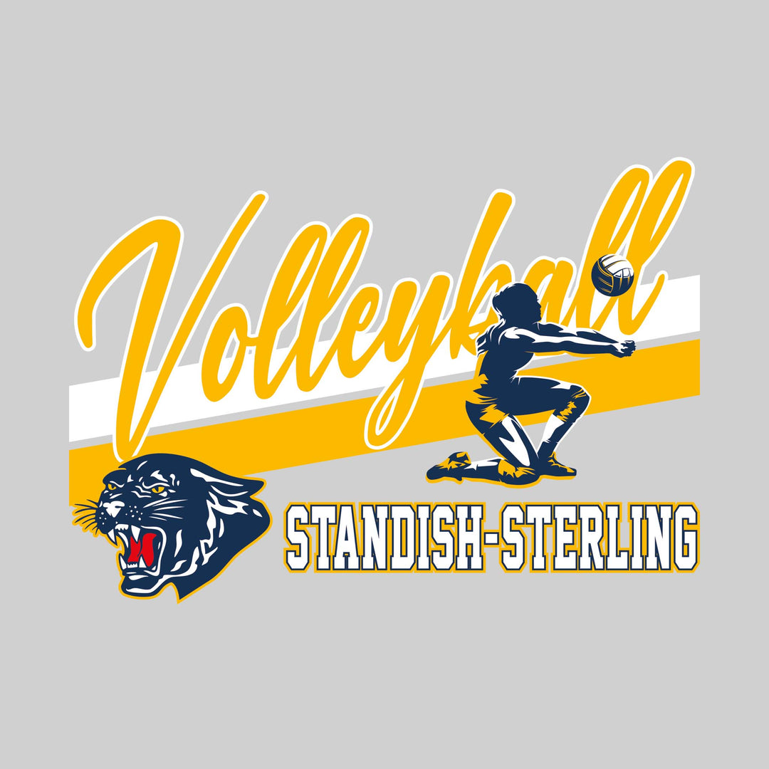 Standish-Sterling Panthers - Volleyball - Angled Double Stripes with Player and Mascot