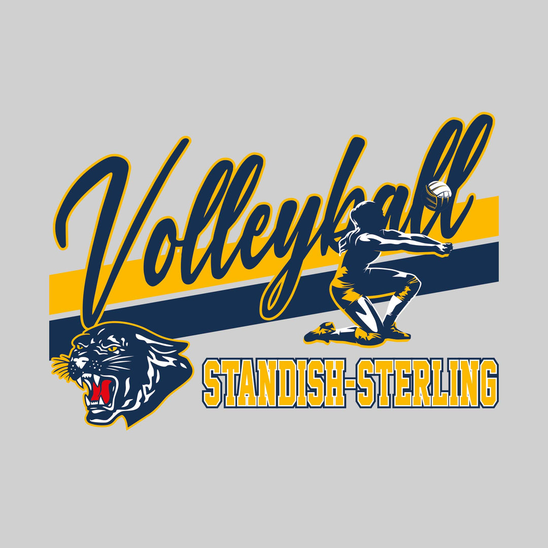 Standish-Sterling Panthers - Volleyball - Angled Double Stripes with Player and Mascot