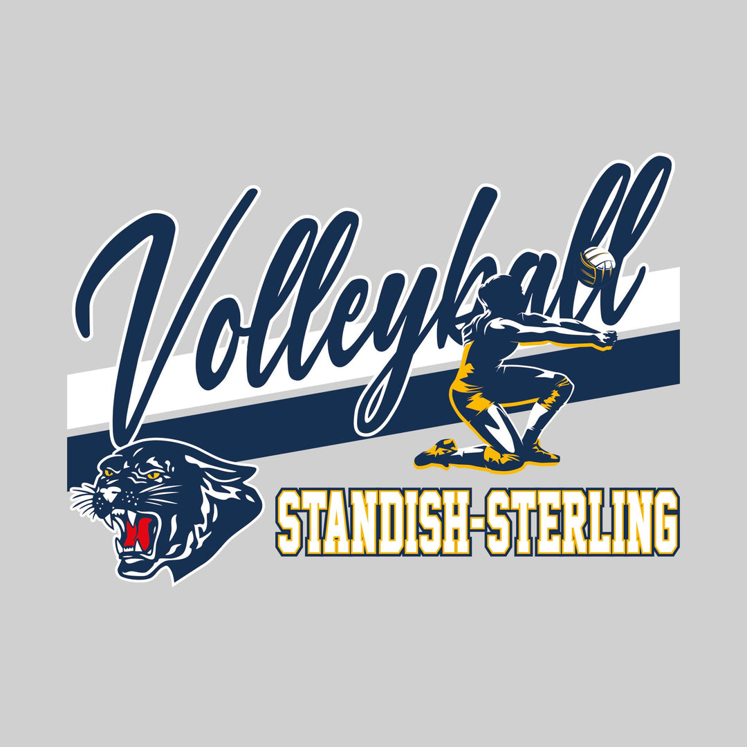 Standish-Sterling Panthers - Volleyball - Angled Double Stripes with Player and Mascot