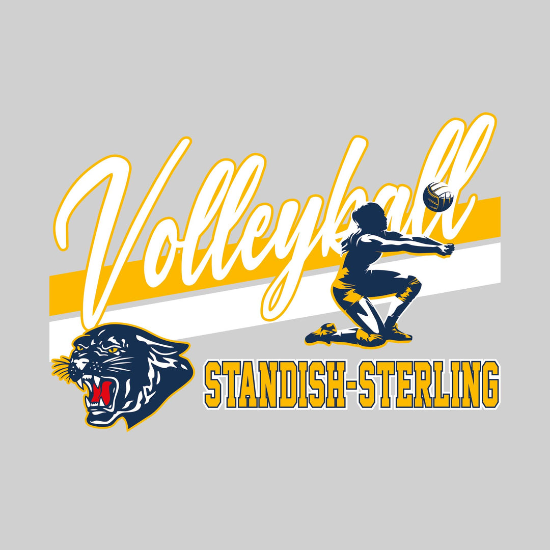 Standish-Sterling Panthers - Volleyball - Angled Double Stripes with Player and Mascot