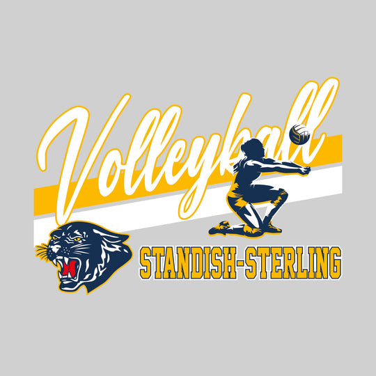 Standish-Sterling Panthers - Volleyball - Angled Double Stripes with Player and Mascot
