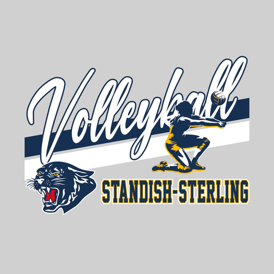 Standish-Sterling Panthers - Volleyball - Angled Double Stripes with Player and Mascot