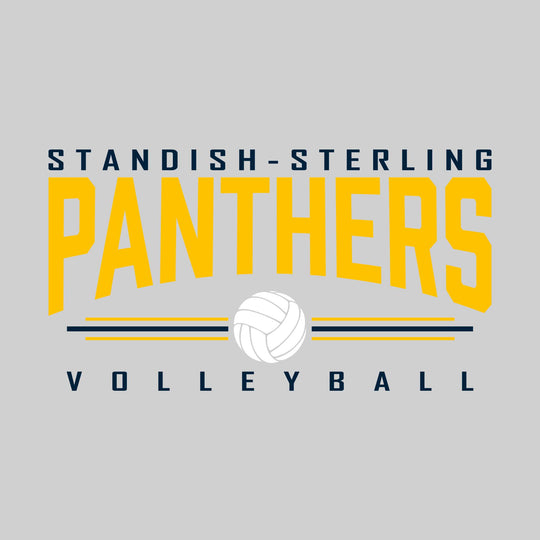 Standish-Sterling Panthers - Volleyball - Arched Mascot Name with Volleyball and Color Lines