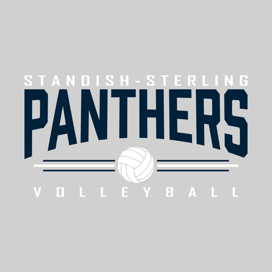 Standish-Sterling Panthers - Volleyball - Arched Mascot Name with Volleyball and Color Lines