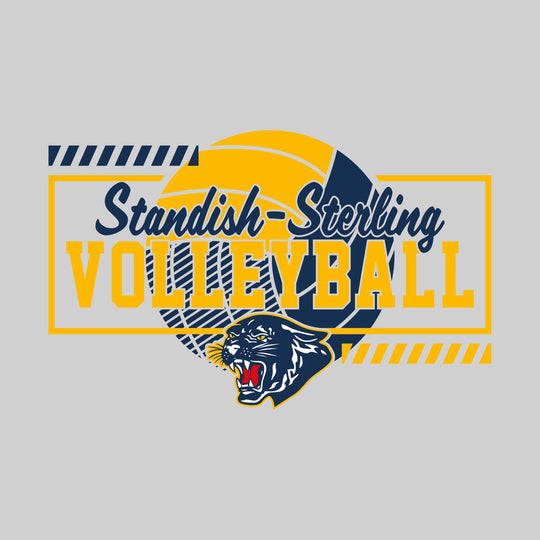 Standish-Sterling Panthers - Volleyball - Framed School Name with Volleyball Shape &amp; Mascot