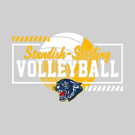 Standish-Sterling Panthers - Volleyball - Framed School Name with Volleyball Shape &amp; Mascot