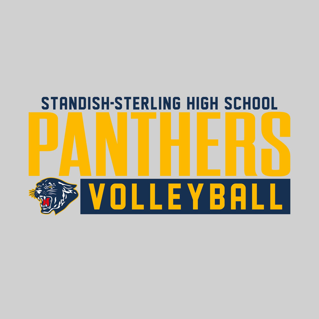 Standish-Sterling Panthers - Volleyball - Large Mascot Name Over Volleyball with Mascot