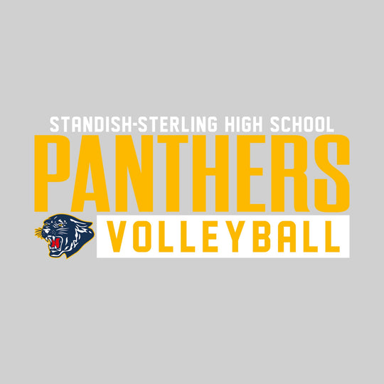 Standish-Sterling Panthers - Volleyball - Large Mascot Name Over Volleyball with Mascot