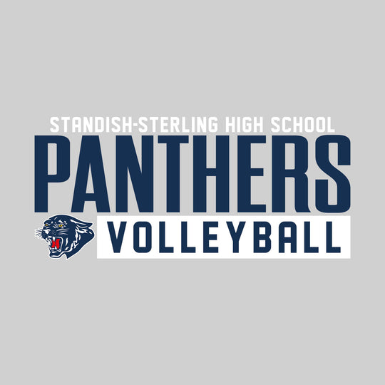 Standish-Sterling Panthers - Volleyball - Large Mascot Name Over Volleyball with Mascot