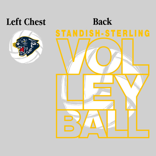 Standish-Sterling Panthers - Volleyball - Stacked Letters with Sketched Volleyball Inset