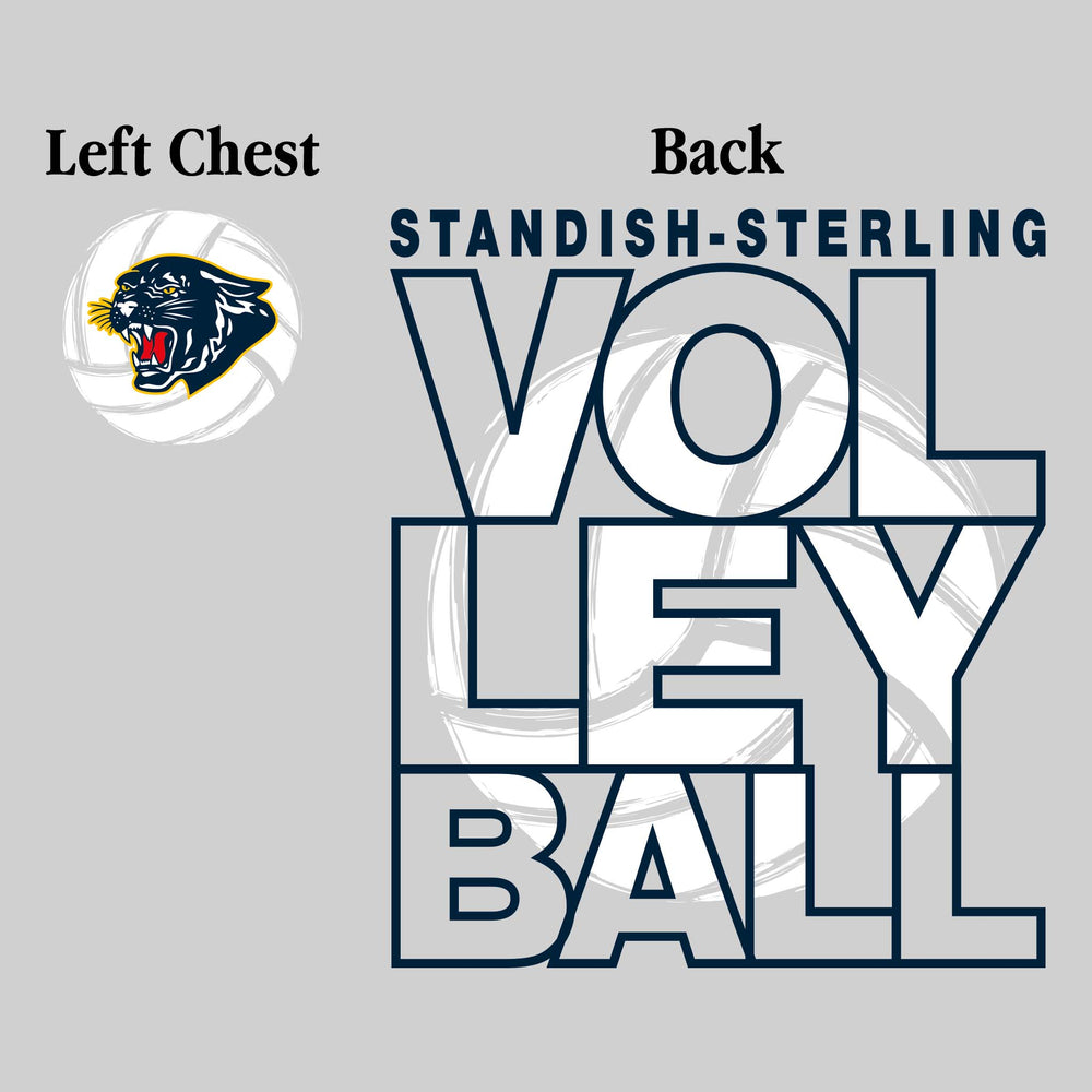 Standish-Sterling Panthers - Volleyball - Stacked Letters with Sketched Volleyball Inset