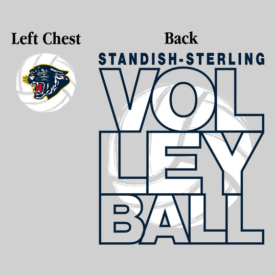 Standish-Sterling Panthers - Volleyball - Stacked Letters with Sketched Volleyball Inset