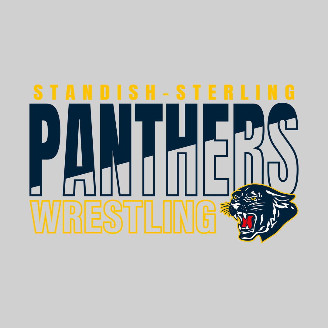 Standish-Sterling Panthers - Wrestling - Diagonal Split Mascot Name with Mascot