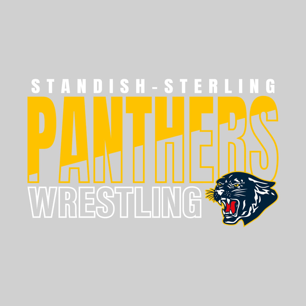 Standish-Sterling Panthers - Wrestling - Diagonal Split Mascot Name with Mascot