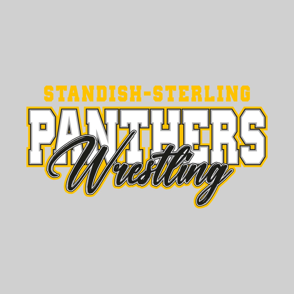 Standish-Sterling Panthers - Wrestling - Outlined Mascot Name with Cursive Wrestling